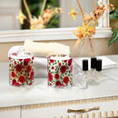 2 Pack Qtip Holder Dispenser Red Rose Flowers Bathroom Storage Canister Lid Acrylic Plastic Apothecary Jar Set Vanity Makeup Organizer for Cotton Swab/Ball/Round Pads, Floss by CozyNest Decor