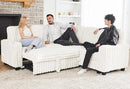 Belffin Plush Corduroy Modular Sectional Sofa with Pull Out Bed Convertible Small Sectional Corner Couch for Living Room White Couch by CozyNest Decor