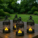 Vela Lanterns Birdcage Decor Candle Holder Lantern Decorative Table Centerpiece Halloween Decorations, Black, Small, Set of 4 by CozyNest Decor