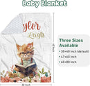 Personalized Baby Crib Bedding Set - Custom Name Cat Theme 3 Pcs Set - Soft Blanket with Double Layer Dotted Backing, Fitted Sheet, Room Rug for Newborns Boys Girls Shower Gift by TinyTreasures Baby Boutique