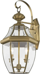 Livex Lighting 2251-01 Monterey 2 Light Outdoor Antique Brass Finish Solid Brass Wall Lantern with Clear Beveled Glass by GreenHaven Gardens
