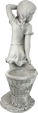 Design Toscano Frances the Flower Girl Outdoor Garden Statue with Planter, 21 Inch Tall, Cast Stone Resin, Antique Stone Finish by GreenHaven Gardens