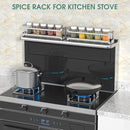 LUCYCAZ 2 Pack Wall Mounted Spice Rack with 16 Hooks, Spice Organizer Shelf for Stove Cabinet Pantry Door,Screw or Adhesive Spice Shelf Hanging Wall Spice Rack in Kitchen and RV (Silver, 2 PACK) by CozyNest Decor