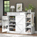 Loomie 5-Tier Shoe Cabinet with 4 Side Cubbies, Farmhouse Shoe Rack Cabinet with 6 Adjustable Shelves & 2 Drawers, Freestanding Shoe Storage Cabinet with 4 Brackets & 2 Hooks for Entryway (White) by CozyNest Decor