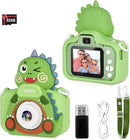 Kids Camera,HD Digital Video Camera,Childrens Toys for 3 4 5 6 7 8 9 Year Old Boys/Girls,Selfie Camera for Kids,Christmas Birthday Gifts with 32GB SD Card (Dinosaur Green) by TinyTreasures Baby Boutique