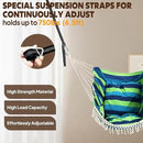 Chihee Hammock Chair Hanging Swing 2 Pillows Included,Strong Webbing Straps and Hooks for Easy Hanging Soft Cotton Hanging Chair Side Pocket Tassel Chair Comfort Indoor Outdoor Blue Green by GreenHaven Gardens