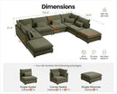Oversized Modular Sofa, Extra Deep Cloud Corduroy Sectional Couch with Ottoman Chaise, Fluffy Chenille L-Shaped Sofas for Living Room, Villa (Sofa Bed 8 Seater, Chenille Green) by CozyNest Decor