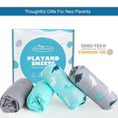 Graco Pack n Play Sheets - 4 Pack Mini Crib Sheets, Ultra Soft Mattress Compatible, Dinosaurs by TinyTreasures Baby Boutique
