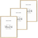 HAUS AND HUES Beige Wood Picture Frames 18 x 24 - Set of 3 Poster Frames 18 x 24, Wooden Picture Frames 18x24, Art 18x24 Frames, Wood Frames 24x18, Picture Frame Set Collage 18x24 (Beige Oak Frames) by CozyNest Decor