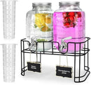 1 Gallon Glass Drink Dispensers For Parties 2PACK.Beverage Dispenser,Glass Drink Dispenser With Stand And Stainless Steel Spigot 100% Leakproof.Lemonade Dispenser With Ice Cylinder.Laundry Detergent by CozyNest Decor