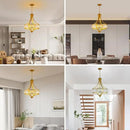 Modern Gold Crystal Chandelier, 20 Inch Large Ceiling Pendant Light Fixture with 50'' Adjustable Hanging Chain, 5-Light Farmhouse Chandelier for Dining Room, Living Room, Bedroom, Entryway by CozyNest Decor