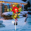 Solar Christmas Decorations Outdoor, 32 Inch Solar Christmas Cross Stake Lights, Waterproof Grave Decorations with Poinsettia Flower Pinecones Red Berries for Garden Yard Patio Lawn Cemetery by GreenHaven Gardens