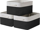 TheWarmHome Storage Basket for Organizing - 3 Pack 13.8x9.8x6.7 inch Medium Collapsible Storage Bin for Shelves with Handles Organizer Closet Cubes Cloth Gift Toy (White & Black) by TinyTreasures Baby Boutique