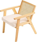 VEVOR Mid Century Modern Rattan Chair, Upholstered Velvet Accent Chair with Rattan Back, Retro Living Room Chair for Living Room, Bedroom, Reading Room, and Office, Beige by CozyNest Decor