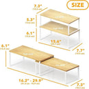 SpaceAid Cabinet Shelf Organizers 2 Pack, Kitchen Counter Rack Shelves Riser, Stackable Expandable Spice Rack, Pantry Cupboard Storage Organization (White and Natural, Long) by CozyNest Decor