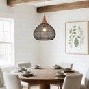 Black Rattan Pendant Light, 15.7" Rattan Chandelier Hand-Woven Wicker Pendant Light Fixtures with Solid Wood, Basket Hanging Lighting for Dining Room Kitchen Island Living Room by GreenHaven Gardens
