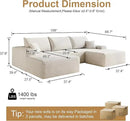 108" Sectional Couches for Living Room Modern Modular Sofa with L-Shape Couchs Upholstered Boneless Couch Deep Seat Sectional Couch with Chaise (White, Left Facing Chaise+2Seaters+1Ottoman) by CozyNest Decor