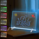 LED Drawing Board with Colors –13.7x9.84 Inch Acrylic Light-Up Message Board, Includes 7 Markers, Adapter, Stand, Hanging Chain, Soft Cloth, Spray Bottle, for Home, Office, Kitchen, and Bedroom by TinyTreasures Baby Boutique