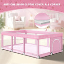 74" ×50" Large Baby Playpen, Baby Playard for Babies and Toddlers, Play Pens for Indoor & Outdoor, Sturdy Safety Play Yard with Soft Breathable Mesh, Anti-Fall, Pink by TinyTreasures Baby Boutique