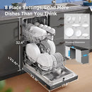 Midea MDF18A1ABB Built-in Dishwasher with 8 Place Settings, 6 Washing Programs, Stainless Steel Tub, Heated Dry, Energy Star, Black by TinyTreasures Baby Boutique