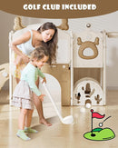 YUFU 12 in 1 Kids Slide for Toddlers, Toddler Slide Playset with Golf, Drawing Board, Climber, Basketball Hoop and Storage Space, Indoor Outdoor Toddler Playground for Kids Age 1-3 (Brown) by TinyTreasures Baby Boutique