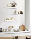 BAYKA Floating Shelves for Wall, 22.5 inches Wall Mounted Rustic Wood Shelves for Bathroom, Bedroom, Living Room, Floating Shelves for Books/Storage/Decor (White,Set of 3) by CozyNest Decor