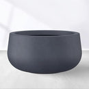 Kante 19.6" Dia Round Concrete Planter, Cement Plant Pots with Drainage Hole and Rubber Plug for Outdoor Indoor Garden Home, Modern Curvaceous Design, Dark Gray by GreenHaven Gardens