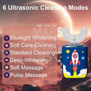 Kids U Shaped Electric Toothbrush Ultrasonic Automatic Brush with 5 Brush Head Rinse Cup 6 Clean Modes IPX7 Waterproof Whole Mouth Rechargeable Smart Timer Toothbrushes for Children Age 2-7 by TinyTreasures Baby Boutique
