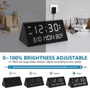 Kogonee Wooden Digital Alarm Clock, 0-100% Dimmer, 2 Alarm Settings, Weekday/Everyday Mode, 9 Mins Snooze, 12/24H, Temperature and Date Display for Office, Travel, Bedroom Alarm Clock (Black) by CozyNest Decor