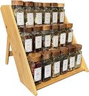 Bamboo Spice Rack Organizer - 3 Tier Foldable Wooden Spice Rack for Countertop, Cabinet & Drawer- Organic Bamboo-Extra Sturdy Wooden Spice Shelf, No Spice Jars Included by CozyNest Decor
