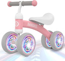 Baby Balance Bike Toys for 12-36 Months Kids Toy Boy and Girls Gifts Toddler Best First Birthday Gift Children Walker No Pedal Infant 4 Wheels Bicycle (Colorful, Pink-Light) by TinyTreasures Baby Boutique