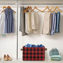 Red and Black Buffalo Plaid Storage Basket Cube Storage Bins Organizer Bag Collapsible Closet Shelf Baskets with handle for Baby Cloth Pet Toy Book 14.2×10.2×8.3 IN by TinyTreasures Baby Boutique