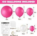 JOYIN 150 Pcs Hot Pink Balloons, Different Sizes 18 12 10 5 Inch Hot Pink Latex Balloon Arch Kit with Instruction for Birthday Party Graduation Wedding Holiday Decoration by TinyTreasures Baby Boutique