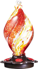 LUJII Ice Cream Shaped Spiral Hummingbird Feeder, Hand Blown Glass, 28 fl.oz, Leak Proof & Rustproof, Includes an Ant Moat for Outdoors Hanging, Unique & Stylish Garden, Outside & Backyard Decor (Red) by GreenHaven Gardens
