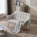 48" Small Loveseat Sofa, Modern Linen Fabric Mini Sofa Couch 2-Seater Love Seat with Quilting Backs and Wood Legs for Living Room, Bedroom and Small Space, Beige by CozyNest Decor