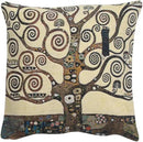 C Charlotte Home Furnishings Inc Lebensbaum Tree Belgian Cushion Cover | Pure Cotton Decorative Cushion Case | Cushion Cover for Indoor Use | 17x17 Inch Cushion Cover for Living Room I By Gustav Klimt by CozyNest Decor