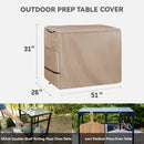 Pizza Oven Table Cover- Heavy Duty Waterproof Cover for Pizza Oven Cart Table,Compatible with 51 inch Outdoor Utility Cart and Storage Cabinet Khaki by GreenHaven Gardens