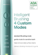 Aquasonic Vibe Series Ultra-Whitening Toothbrush – ADA Accepted Power Toothbrush - 8 Brush Heads & Travel Case – 40,000 VPM Motor & Wireless Charging - 4 Modes w Smart Timer – Mint Green Metallic by CozyNest Decor