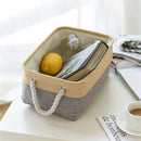 TheWarmHome Decorative Basket Rectangular Fabric Storage Bin Organizer Basket with Handles for Clothes Storage (Gold&Grey, Medium-1Pack,13.8L*9.8W*6.7H) by TinyTreasures Baby Boutique