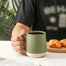 Large Ceramic Coffee Mugs Set - 15 OZ Porcelain Coffee Latte Cups Set of 4 with Handle Perfect for Cappuccino, Tea, Mocha, Hot or Cold Drinks, Unique Glaze Design for Home, Cafe and Coffee Bar, Green by CozyNest Decor