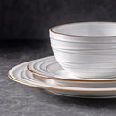 GBHOME Ceramic Dinnerware Sets, 24 pcs Embossed Elegant Stoneware Plates and Bowls Sets, Housewarming Wedding Gift | Dishwasher & Microwave Safe | Dishes Set Service for 8 by CozyNest Decor