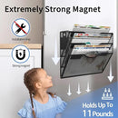 3-Tier Magnetic File Holder, No Drilling Installation File Cabinet Organizer, Black Magnetic File Organizer, Magazine Rack, Magnetic Paper Holder for Refrigerator, File Cabinets, Whiteboard by CozyNest Decor
