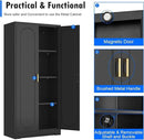60" Tall Kitchen Pantry Cabinet, Metal Pantry Cabinet with Doors and Adjustable Shelves, Black Utility Storage Cabinet with Handles for Dining Room, Bathroom, Laundry Room - Assemble Required by CozyNest Decor