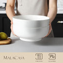 MALACASA Serving Bowls, 114 OZ(10") Extra Large Salad Bowls Set of 2, Porcelain White Serving Bowls for Salad, Soup, Pasta and Dinner, Large Ceramic Bowl Set for Entertaining, Series REGULAR by CozyNest Decor