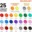 Shuttle Art Acrylic Paint, 25 Colors Acrylic Paint Set, 2oz/60ml Bottles, Rich Pigments Paint for Artists, Beginners and Kids on Canvas Rocks Wood Ceramic Fabric by TinyTreasures Baby Boutique