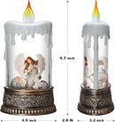 Nativity Snow Globe Candle Christmas Decorations Gifts Auto Snowfall Glitter Music Collection Angel Nativity Scene with 6H Timer USB/Battery Powered 9.7 inch by CozyNest Decor