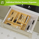Silverware Bamboo Drawer Organizer Tray, 4 PCS Kitchen Drawer Organizer Storage for Utensil Cutlery, Bathroom, Office Desk, Makeup by CozyNest Decor