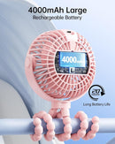 SWEETFULL Portable Stroller Fan with Display 4000mAh Battery Powered Mini Clip On Fan, 4-Speed Rechargeable Small Personal Cooling for Baby Car Seat Crib Travel - Pink by TinyTreasures Baby Boutique