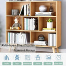IOTXY Wooden Open Shelf Bookcase - 3-Tier Floor Standing Display Cabinet Rack with Legs, 7 Cubes Bookshelf, Pear Yellow by CozyNest Decor