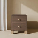 Storkcraft California 2 Drawer Nightstand for Kids Bedroom (Hazelnut with Driftwood) - GREENGUARD Gold Certified, Premium Wood Storage Nightstand with Elegant, Iconic Block Feet by TinyTreasures Baby Boutique